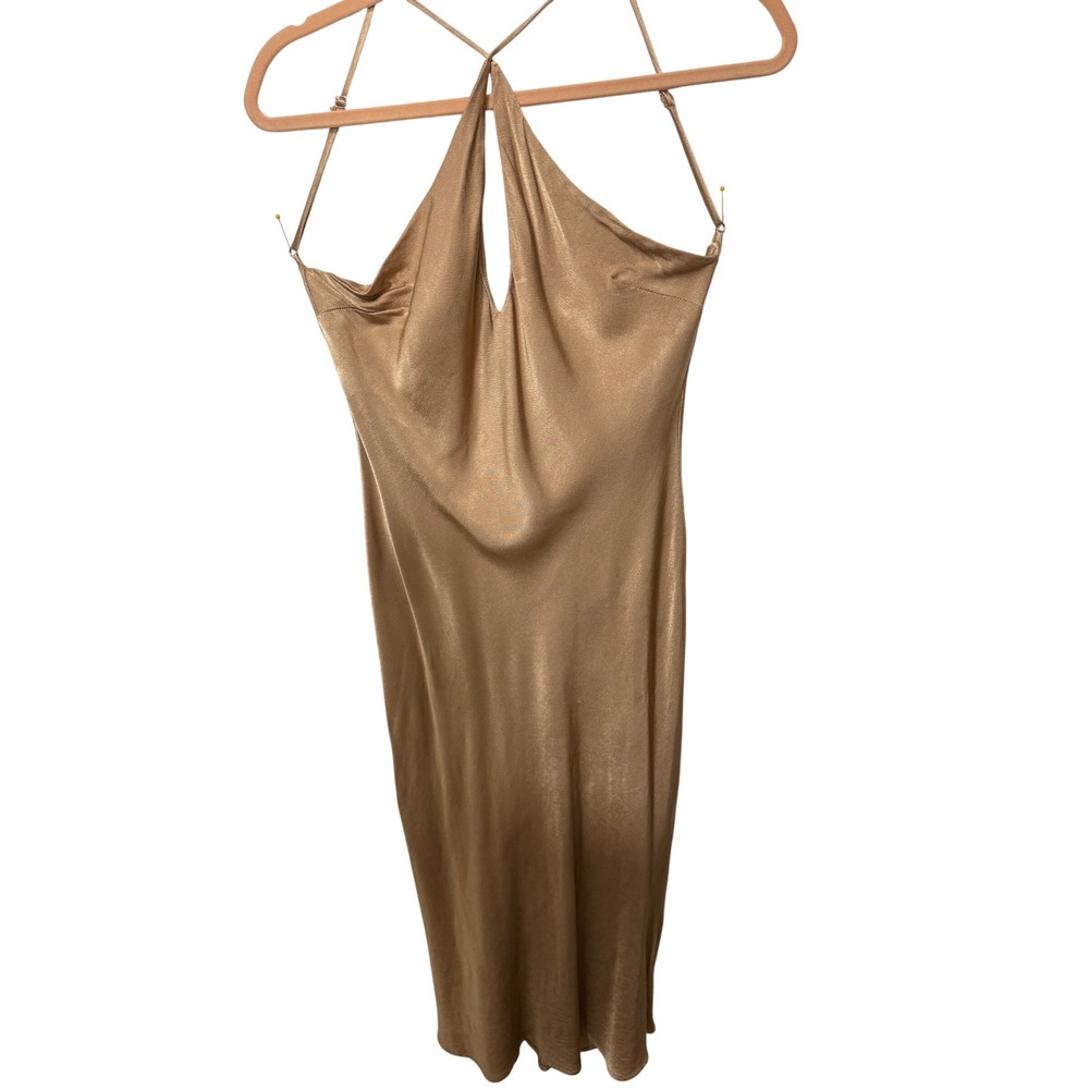 Lulus Champagne Halter Maxi Dress Open Back Formal Size M - Picture 2 of 6